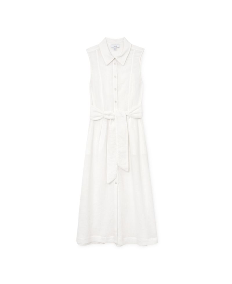 Women's Morgan Sleeveless Midi Cotton Dress with Side Pockets