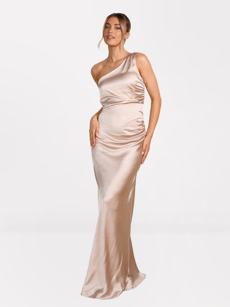 Women's One Shoulder Satin Bridesmaid Dress