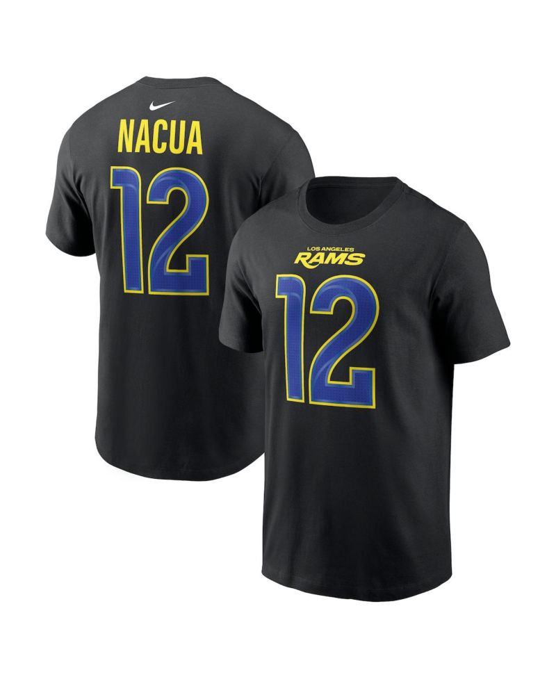 Men's Puka Nacua Black Los Angeles Rams Carbon Name & Number T-Shirt