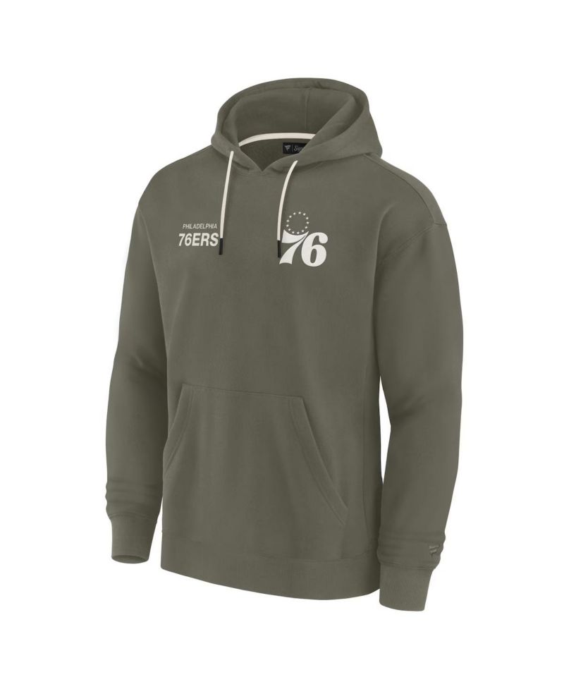 Men's and Women's Olive Philadelphia 76ers Elements Super Soft Fleece Pullover Hoodie