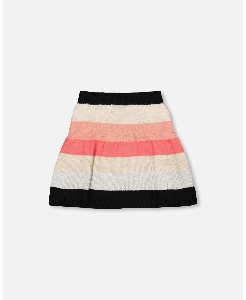 Girl Striped Knit Skirt Beige Black and Pink - Toddler|Child