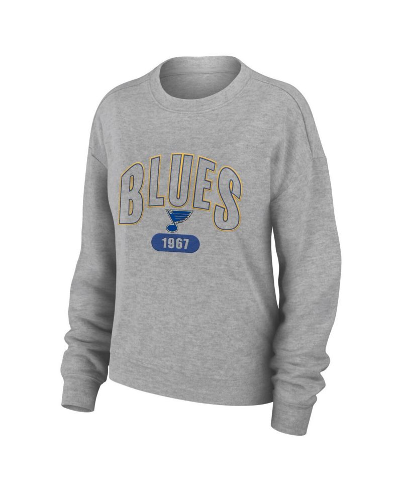Women's Heather Gray St. Louis Blues Knit Long Sleeve Tri-Blend T-Shirt, Pants and Sleep Set