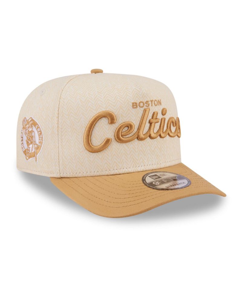 Men's Cream Boston Celtics Herringbone 9FIFTY A-Frame Snapback Hat