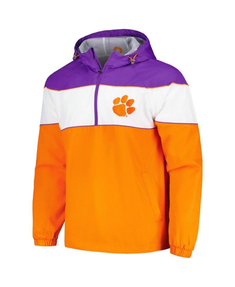 Men's Orange Clemson Tigers Center Line Half-Zip Raglan Hoodie Jacket