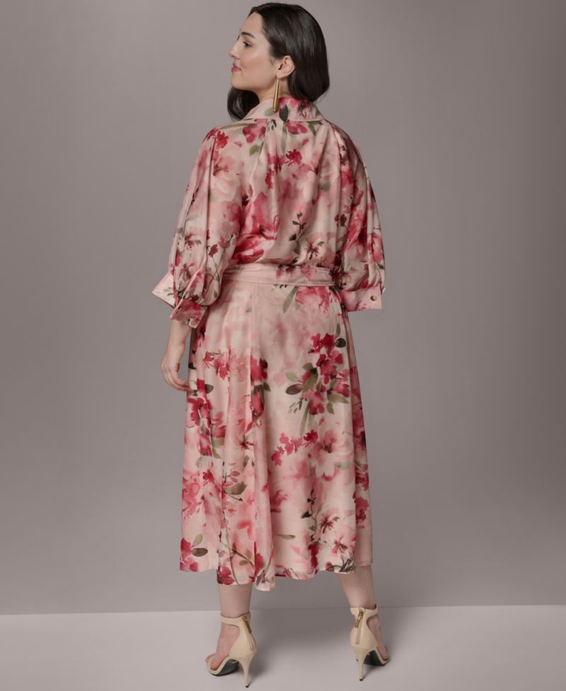 Plus Size Short-Sleeve Organza Shirt Dress