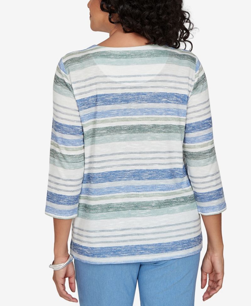 Petite Provence 3/4-Sleeve Crew Neck Knit Top