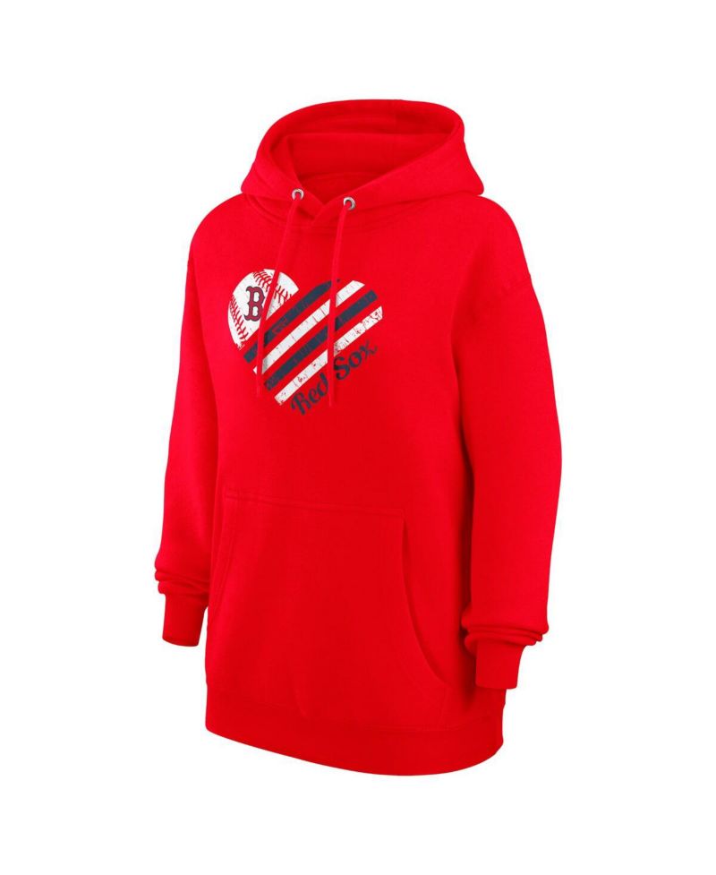 Women's Red Boston Red Sox Heart Fleece Pullover Hoodie