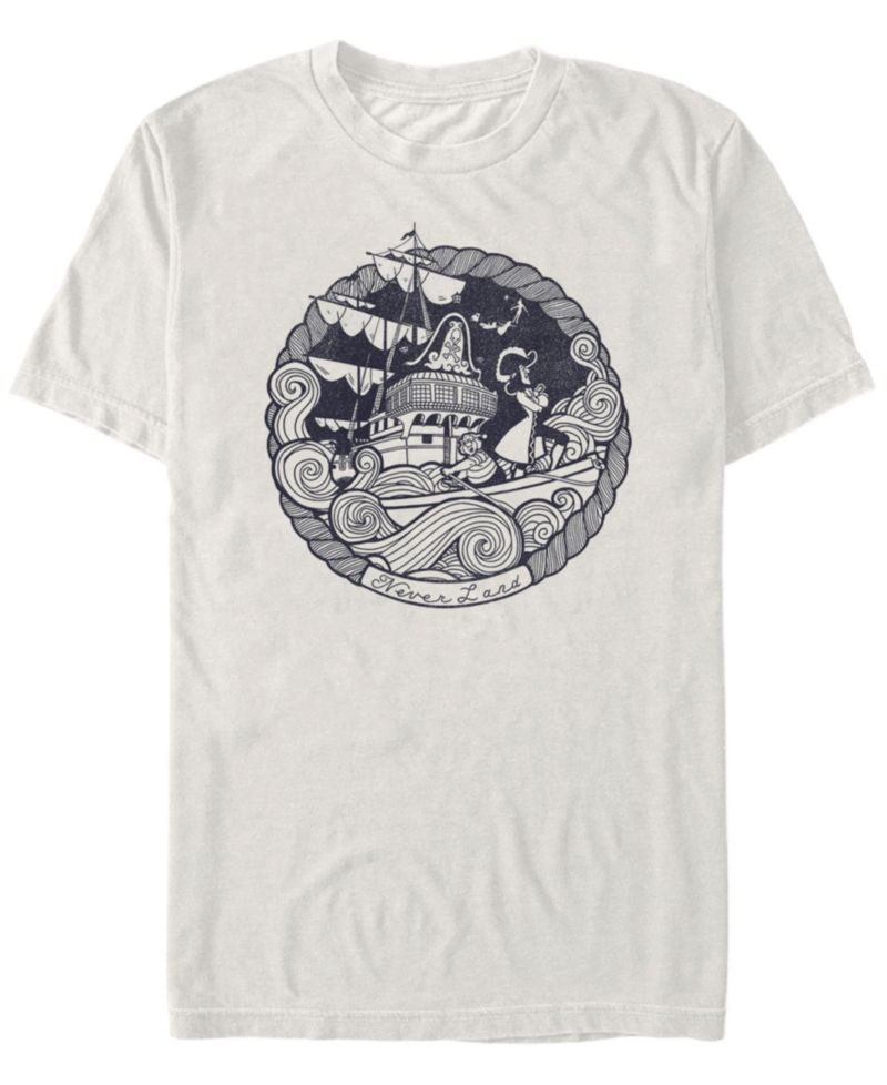 Disney Men's Peter Pan Captain Hook Ship Stamp Short Sleeve T-Shirt