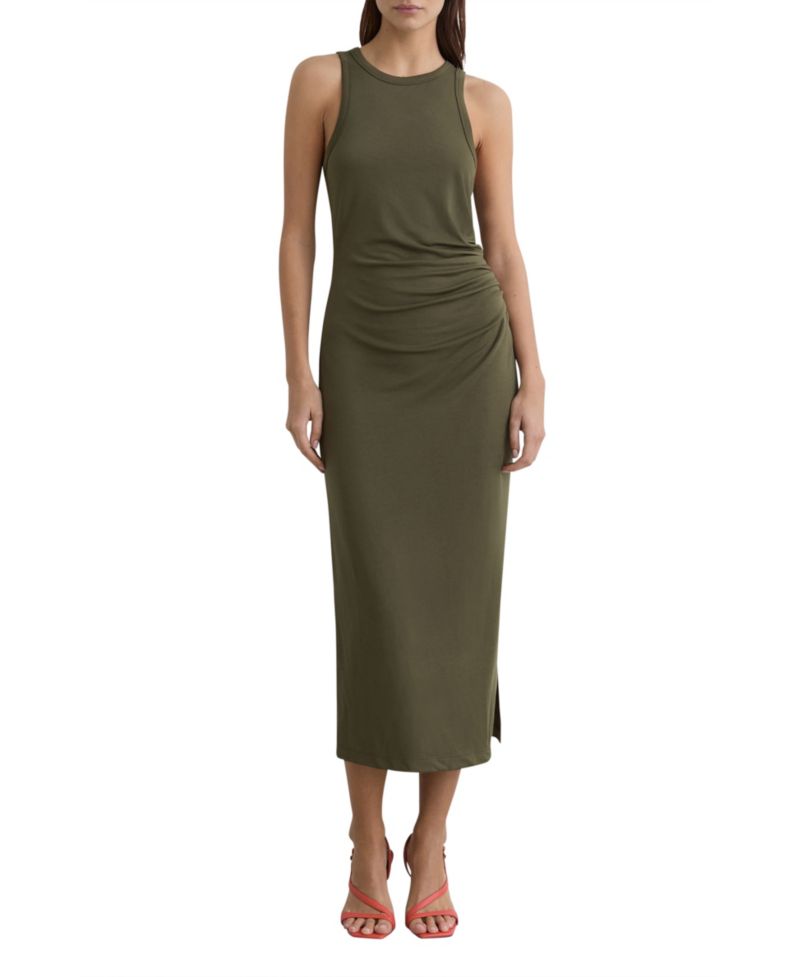 Women's Jersey Ruched Racer Midi Dress