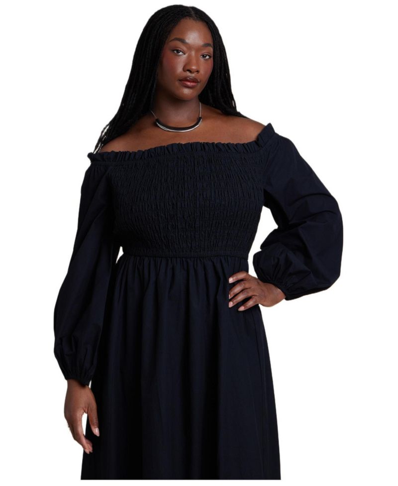 Women's Long Sleeve Smocked Maxi Dress