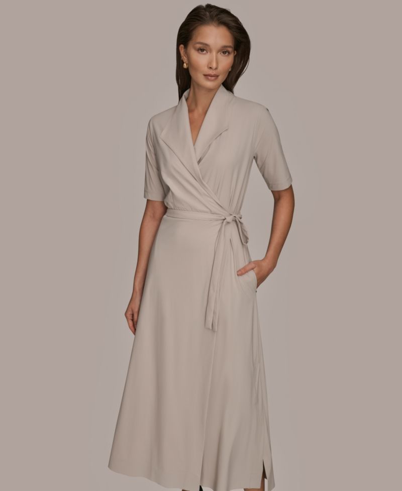 Women's 4-way Stretch Knit Elbow-Sleeve Collared Polo Dress