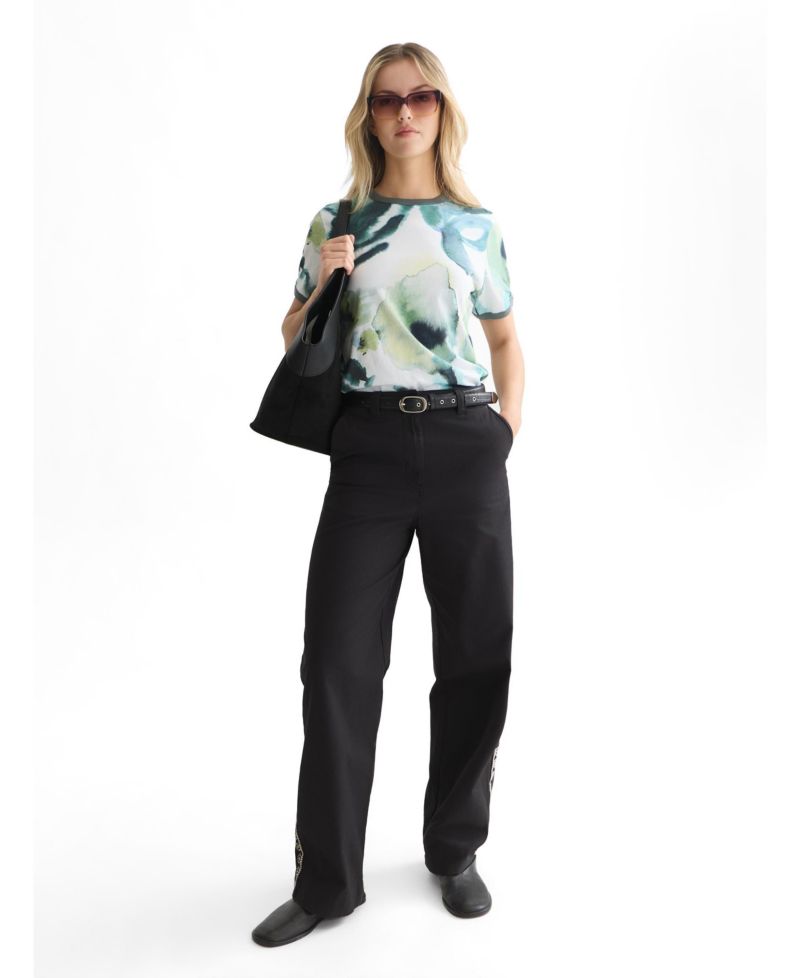 Women's Printed Cotton Short-Sleeve Crewneck T-Shirt