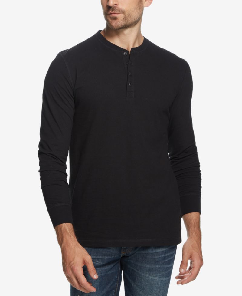 Мужская футболка из матового джерси Henley с длинным рукавом