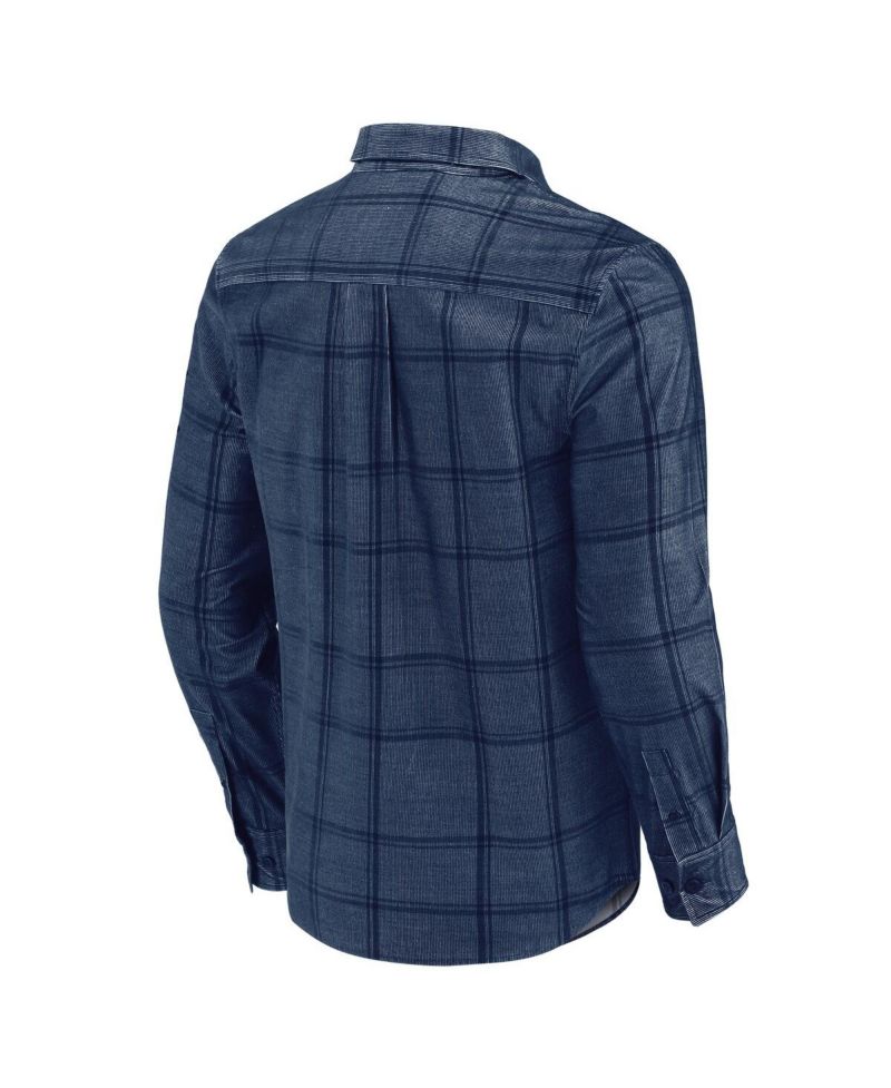Men's Darius Rucker Collection by Fanatics Navy Detroit Tigers Thin Wale Corduroy Plaid Button Up Shirt