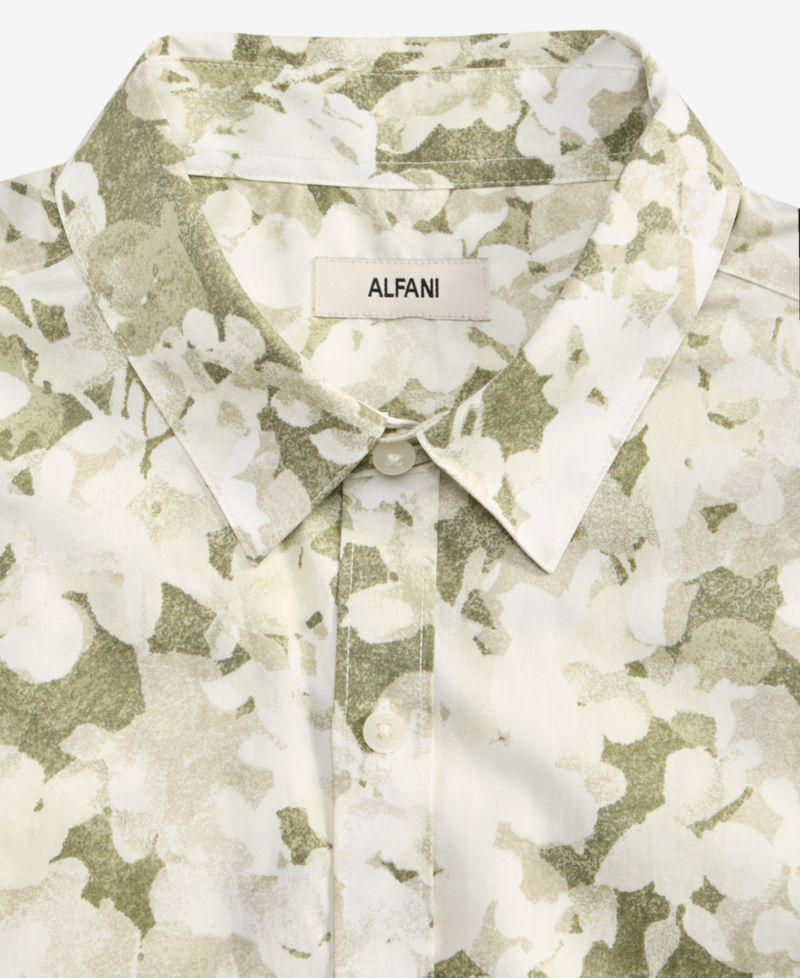 Men's Layered Botanical Poplin Long-Sleeve Shirt