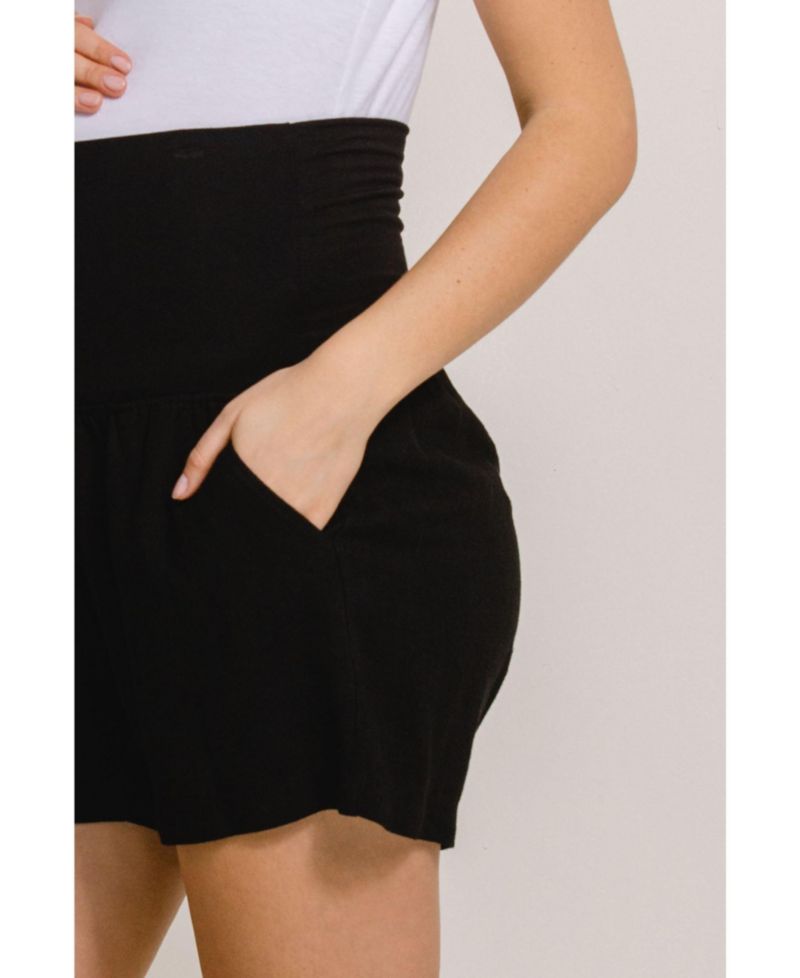 Maternity Relaxed Over-the-Belly Pull-On Shorts with Pockets
