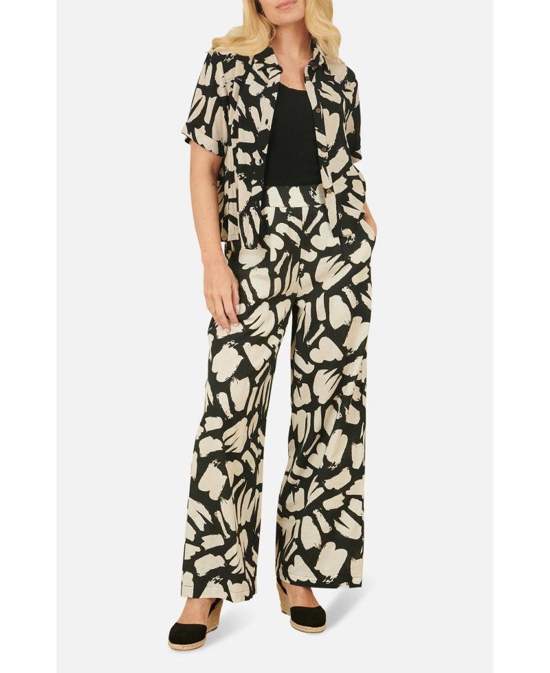 Women's High Waisted Printed Wide Leg Trousers
