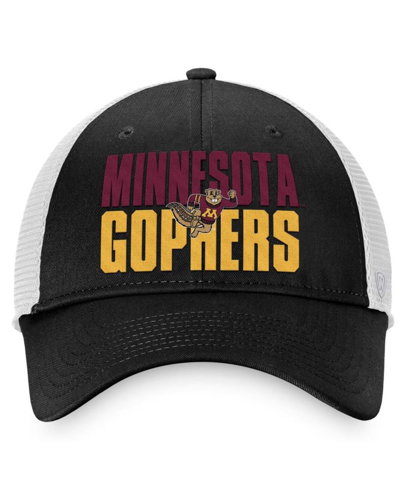 Men's Black, White Minnesota Golden Gophers Stockpile Trucker Snapback Hat
