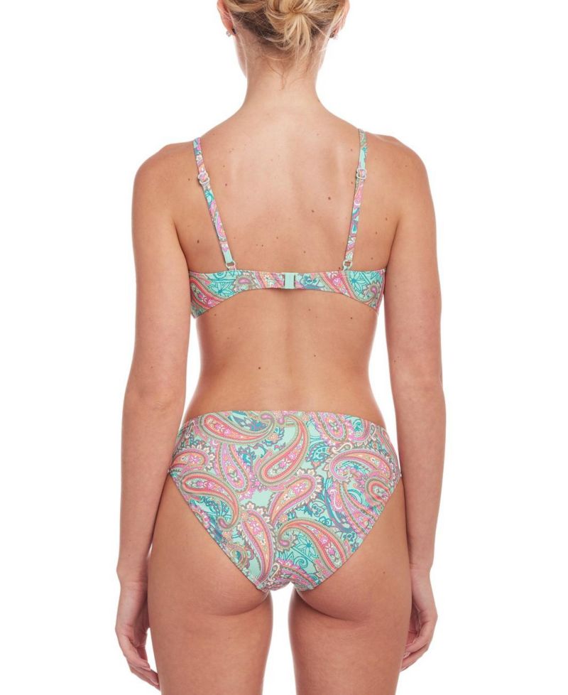 Women's Color-Block Ring Detail Removable Pads Underwire Bikini Top