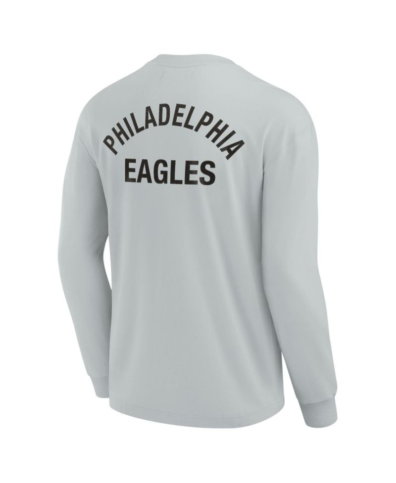 Men's and Women's Gray Philadelphia Eagles Super Soft Long Sleeve T-shirt