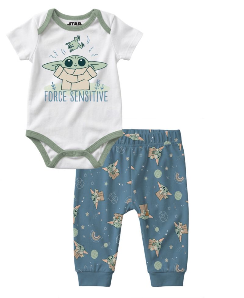Baby Boys' Star Wars Yoda Short-Sleeve bodysuit and Pants, 2-Piece Set