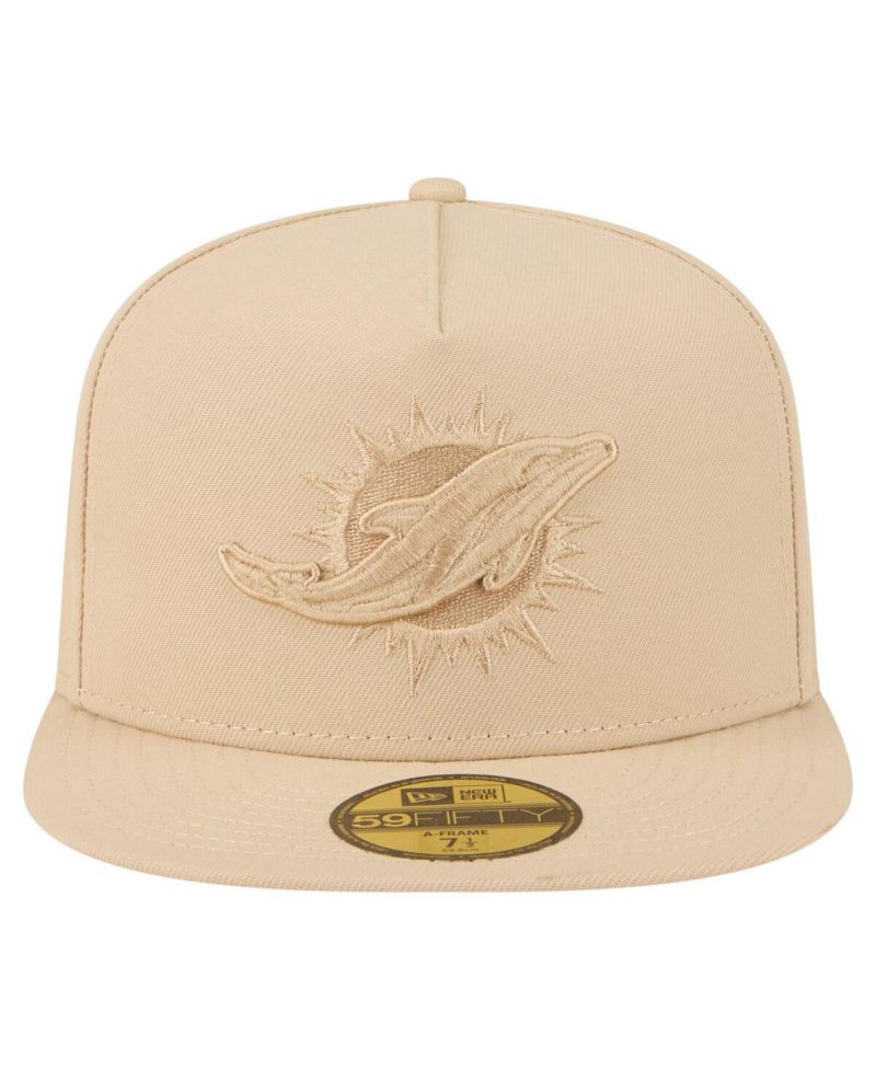 Men's Light Beige Miami Dolphins Color Pack A-Frame 59FIFTY Fitted Hat