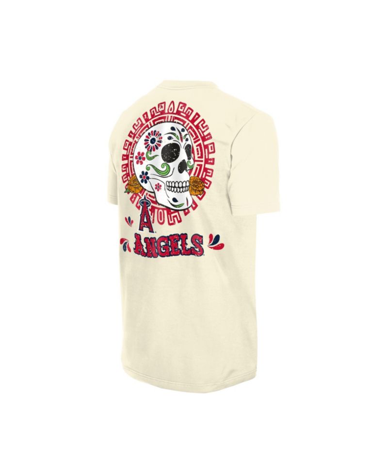 Men's Natural Los Angeles Angels Dia de los Muertos Sugar Skull T-Shirt