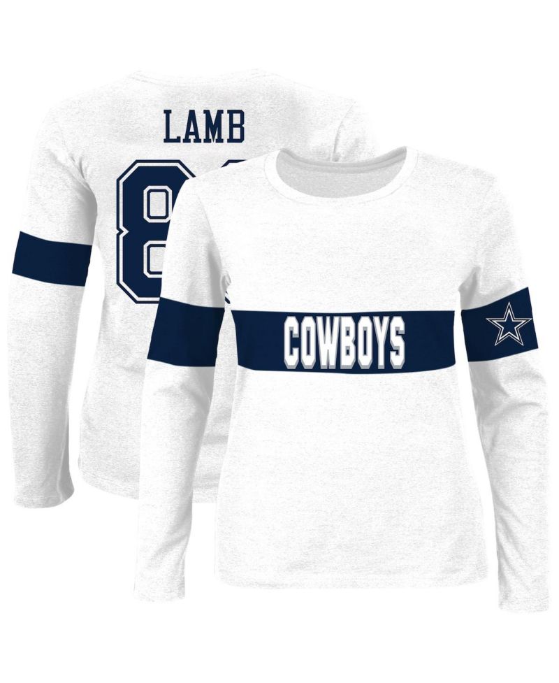 Women's CeeDee Lamb Ash Dallas Cowboys Plus Size Name & Number T-Shirt