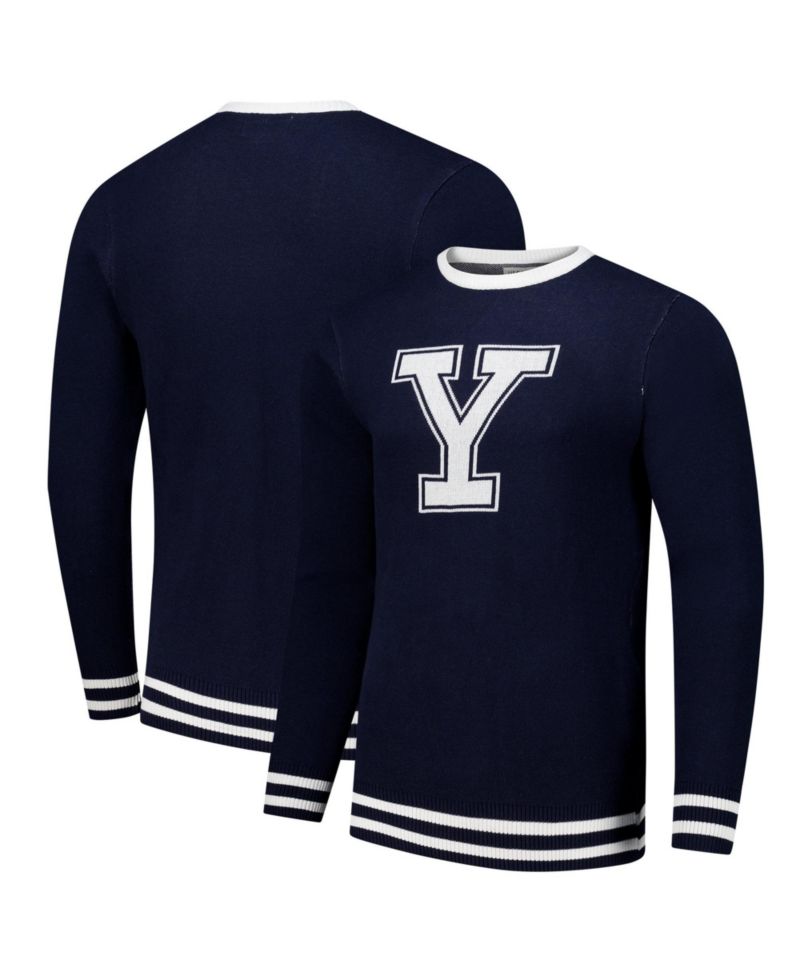 Men's and Women's Navy Yale Bulldogs Renew Knit Vintage Pullover Sweater