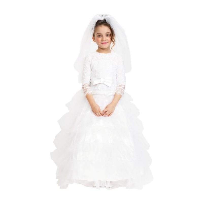 Bridal Dress with Wedding Veil Costume - Kids Girls