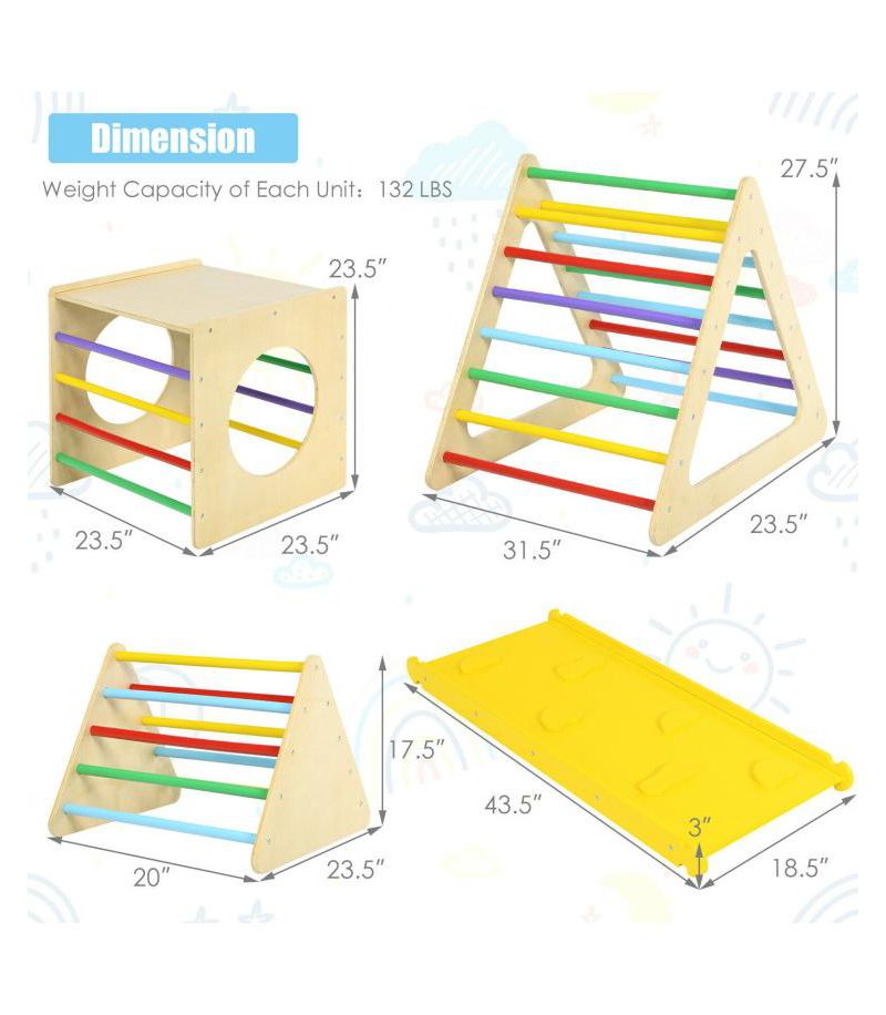 Toddler 5 in 1 Triangle Climber Play Gym Set with 2 Ramps