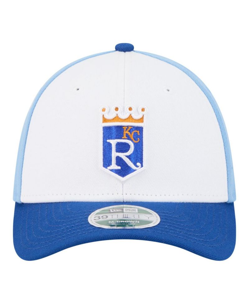 Men's White/Royal Kansas City Royals Player Replica 39THIRTY M-Crown Flex Hat