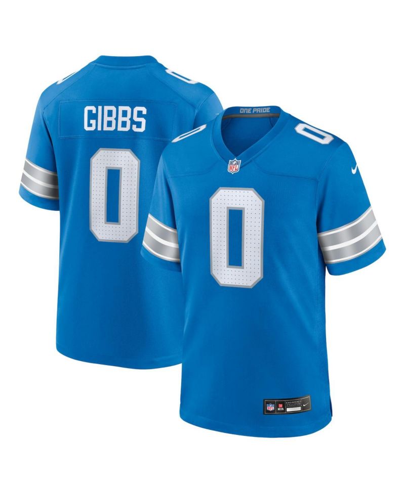 Men's Jahmyr Gibbs Blue Detroit Lions Game Player Jersey