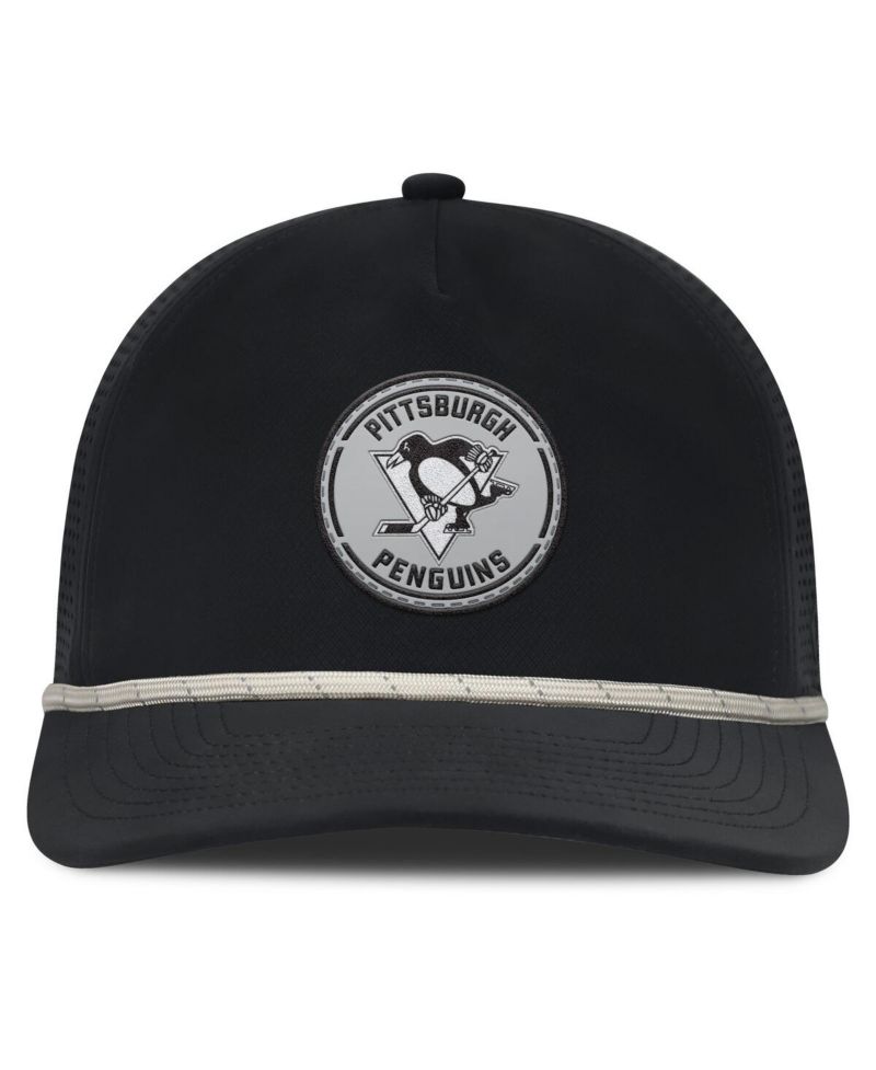 Men's Black Pittsburgh Penguins Front Office Performance A-Frame Adjustable Hat
