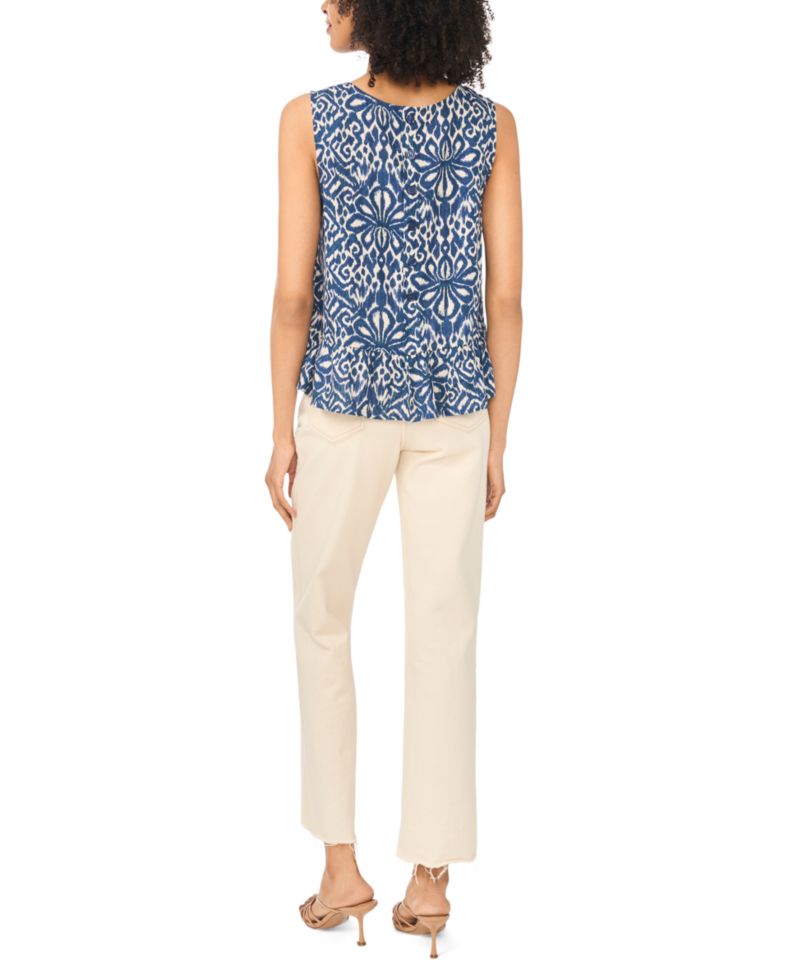 Women's Crewneck Peplum Allover-Print Tank Top