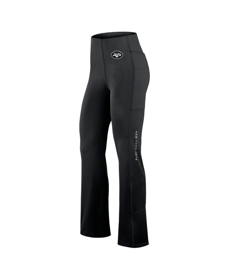 Women's Black New York Jets Studio Fitted Flared Leggings