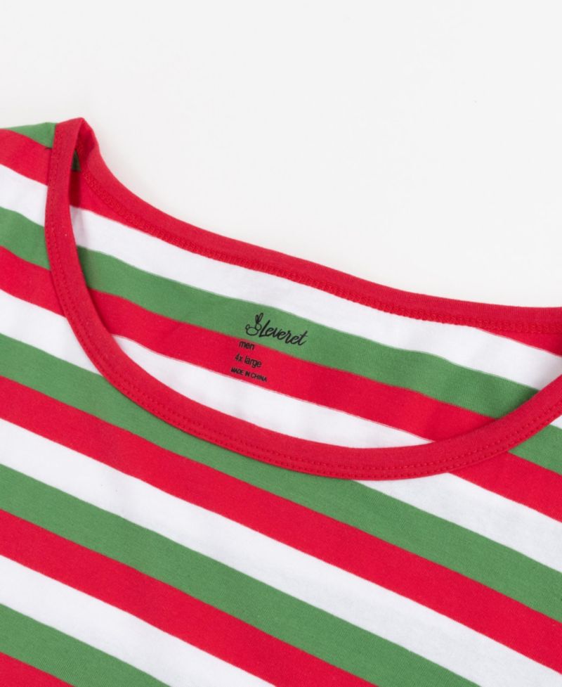Men’s Big & Tall Two Piece Cotton Striped Holiday Pajamas