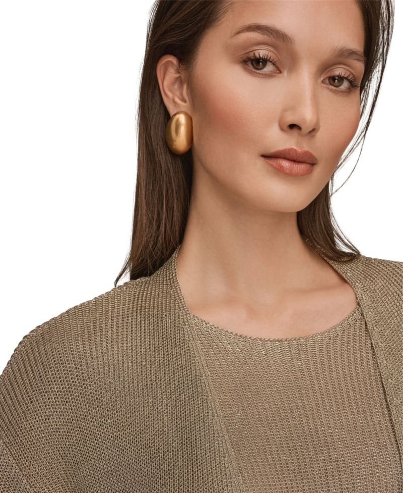 Women's Metallic V-Neck Long-Sleeve Cardigan