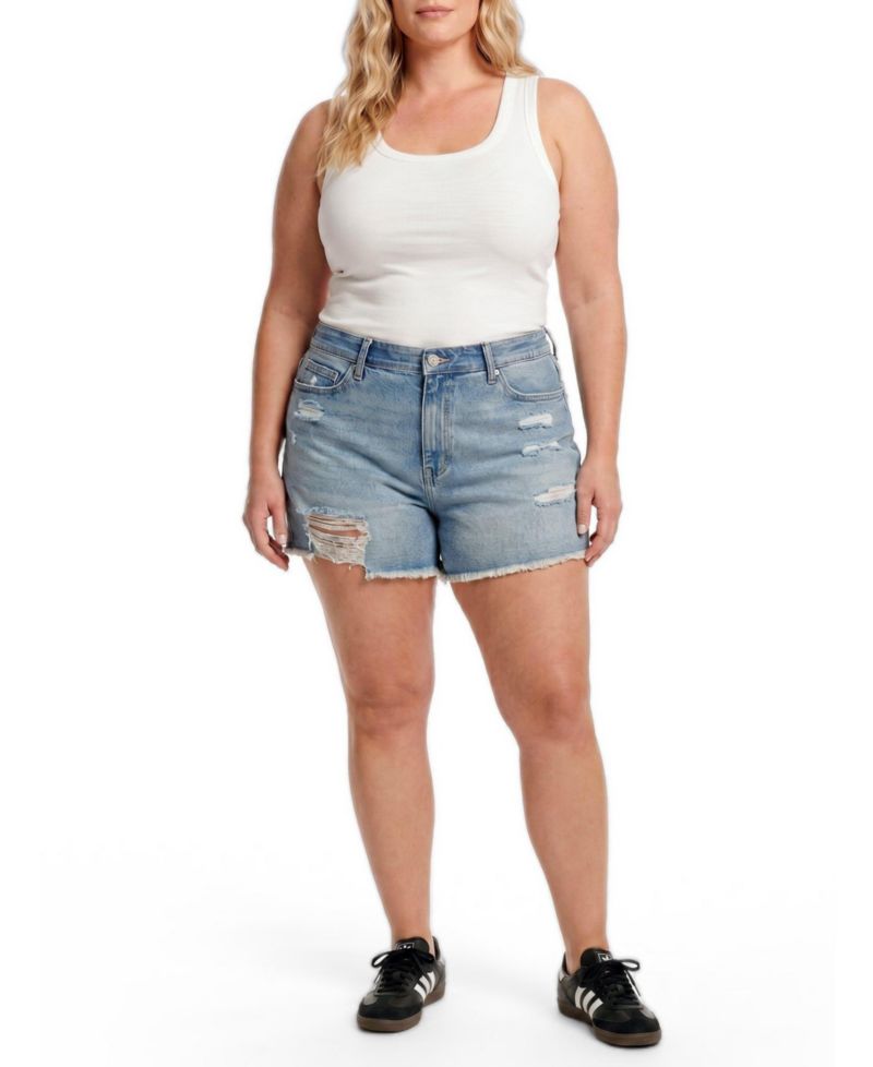 Women's High-Rise Relaxed Distressed Denim Shorts, 3.5" Inseam