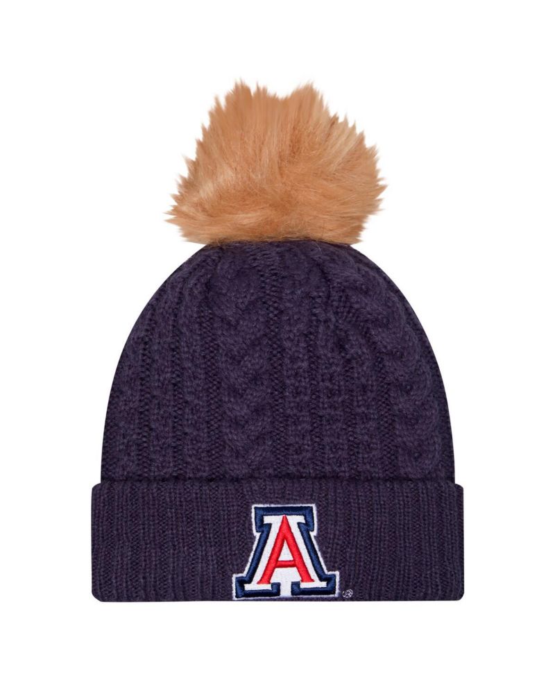 Women's Navy Arizona Wildcats Luxury Cuffed with Pom Knit Hat