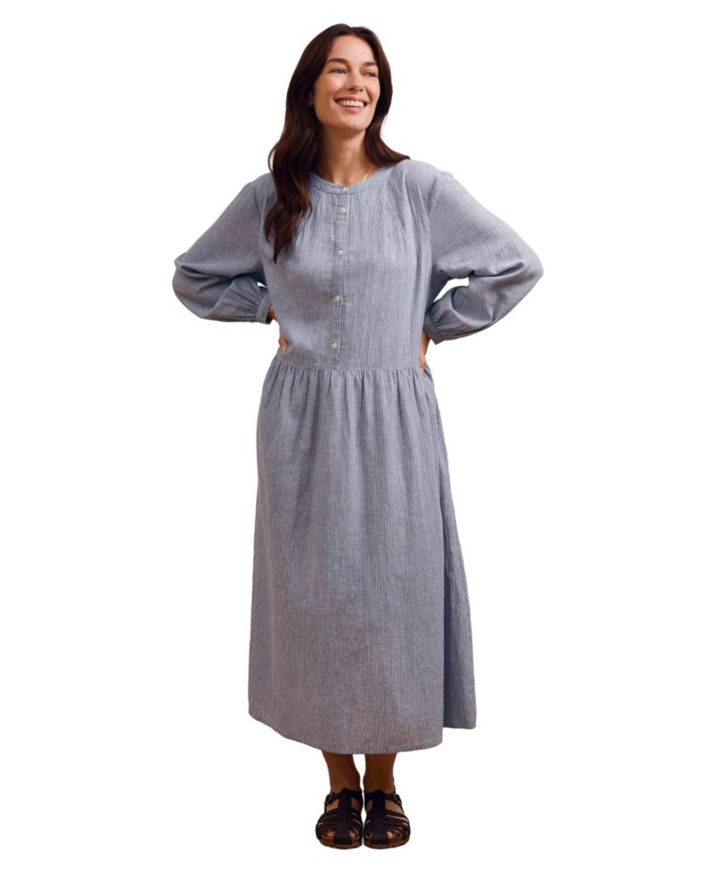 Women's Button Front Midi Shirt Dress