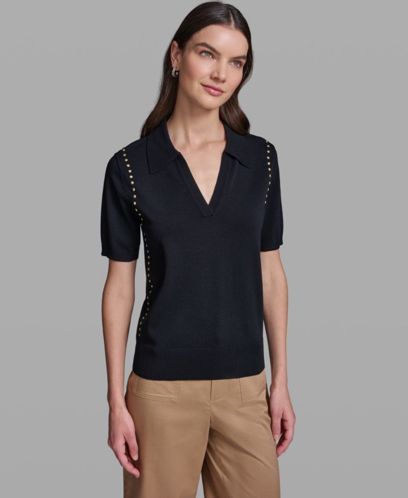 Women's Short-Sleeve Nailhead Trim Sweater