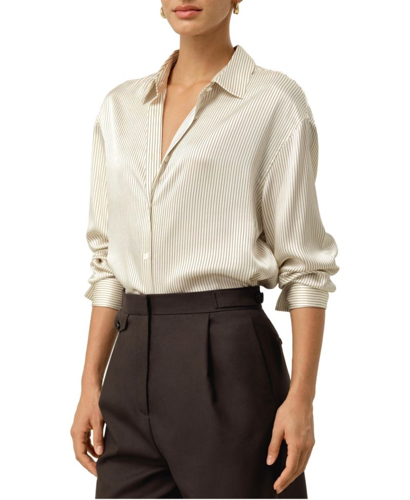 Women's Silk Charmeuse Pinstripe Shirt