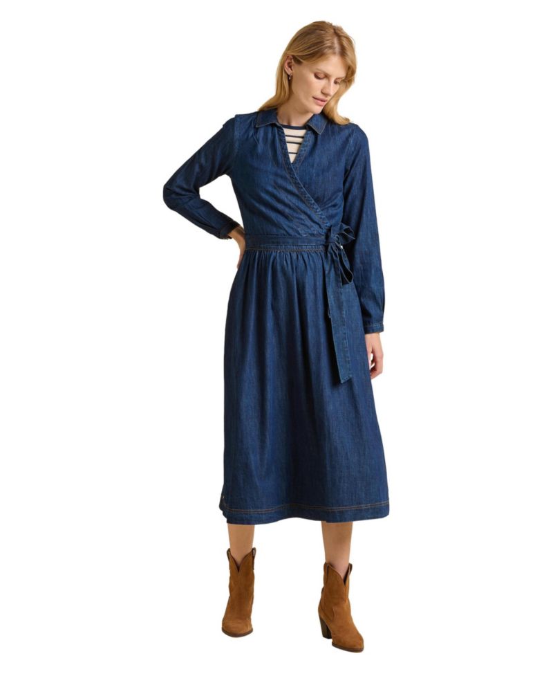 Women's Fern Long Sleeve V-Neck Shirt Midi Dress
