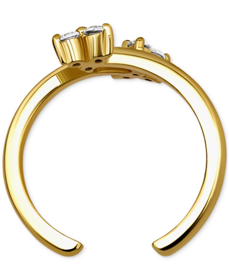 Triple Round Cubic Zirconia Cluster Adjustable Toe Ring
