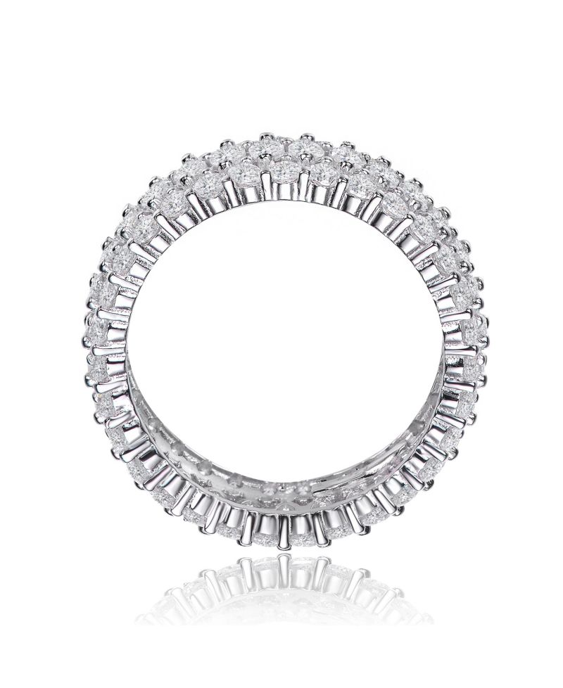 Sterling Silver White Gold Plated Brilliant 360-Degree CZ Ring