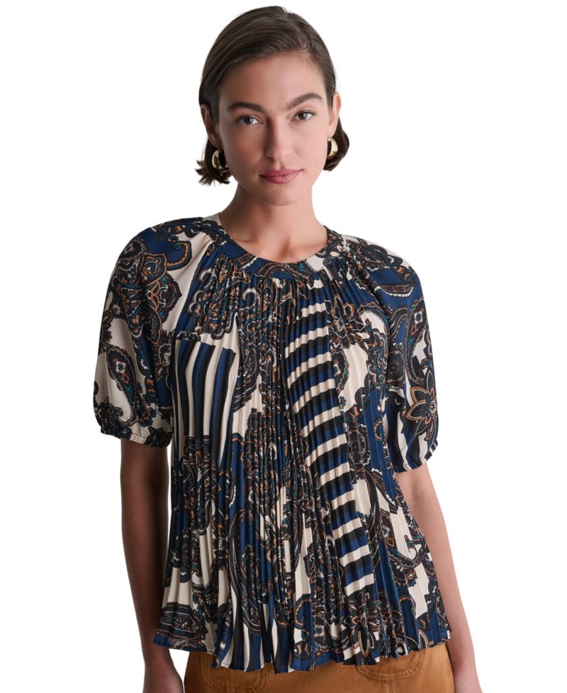 Women's Short-Sleeve Printed Raglan Blouse