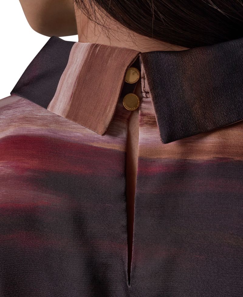 Women's Long-Sleeve V-Neck Satin Blouse