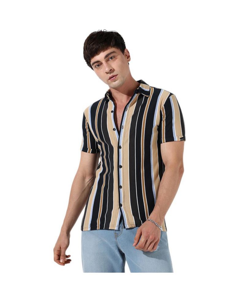 Men's Striped Button Up Cotton Shirt