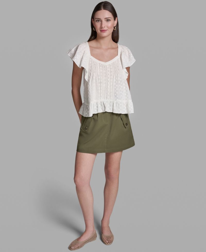 Women's Multi Layer Ruffles Flutter-Sleeve Top